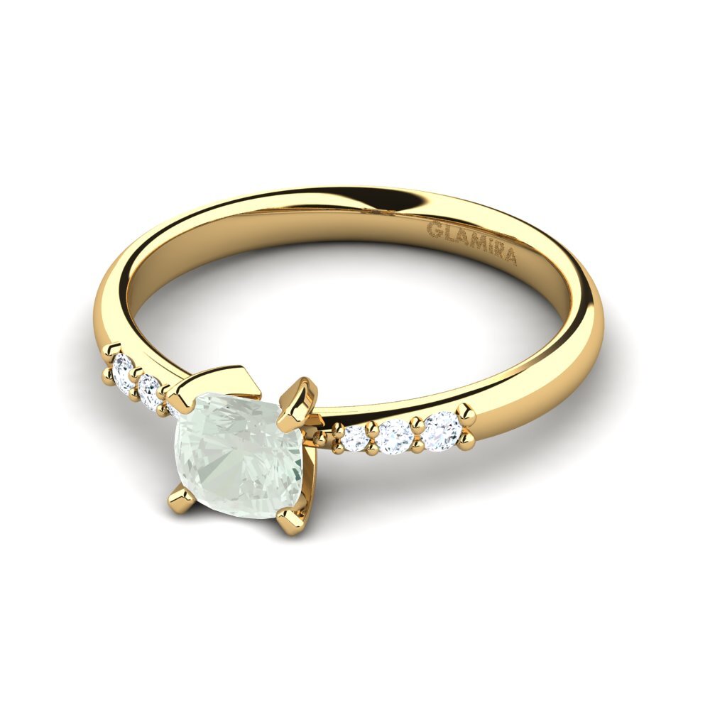 18k Oro Amarillo Amatista verde Anillo de compromiso Miyesha