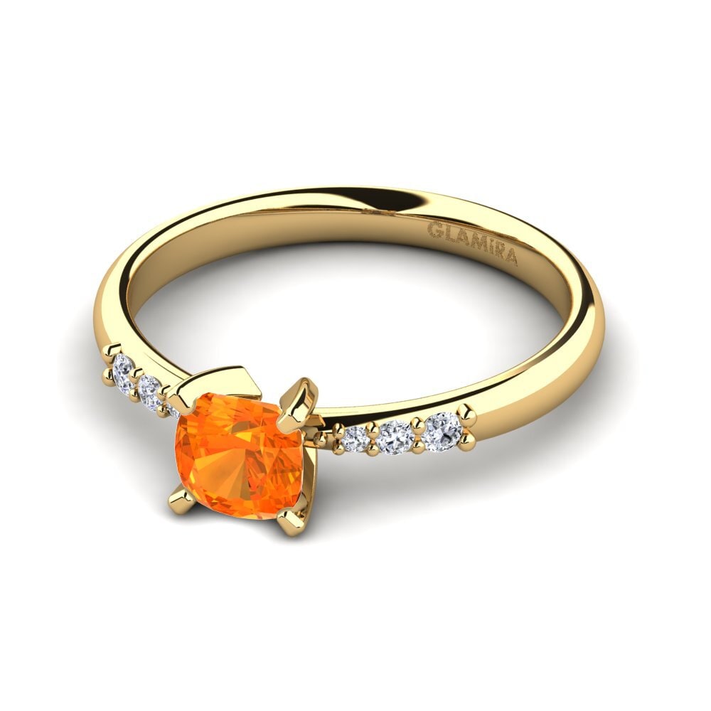 18k Oro Amarillo Zafiro Naranja Anillo de compromiso Miyesha