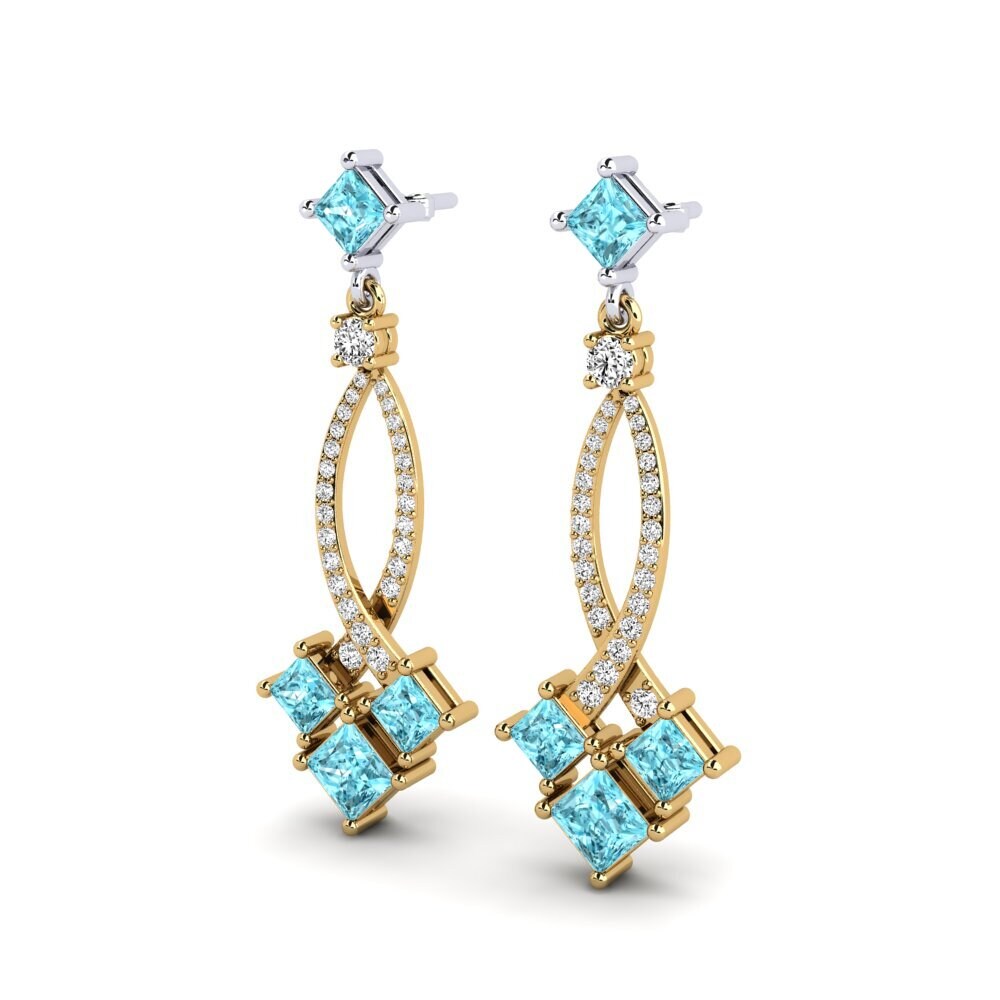 18ct Yellow & White Gold Blue Zircon Women's Earring Miyoko