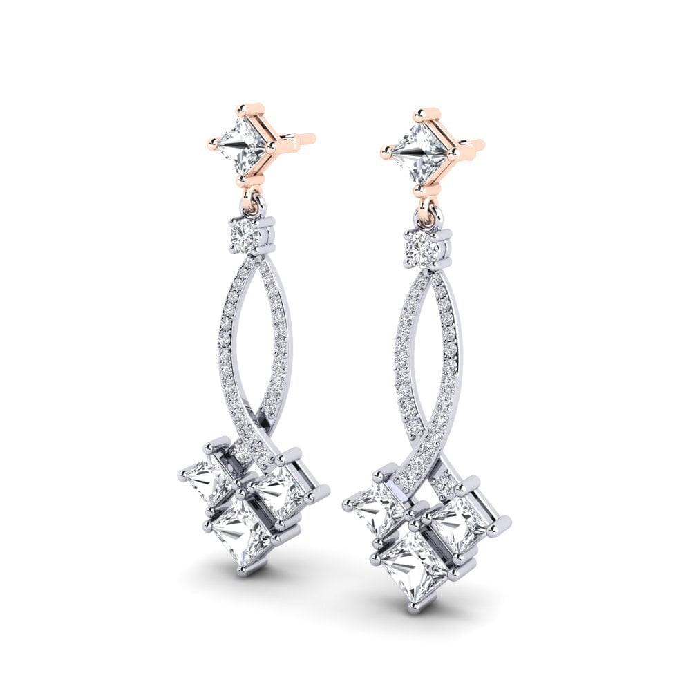 14ct White & Rose Gold White Zircon Women's Earring Miyoko