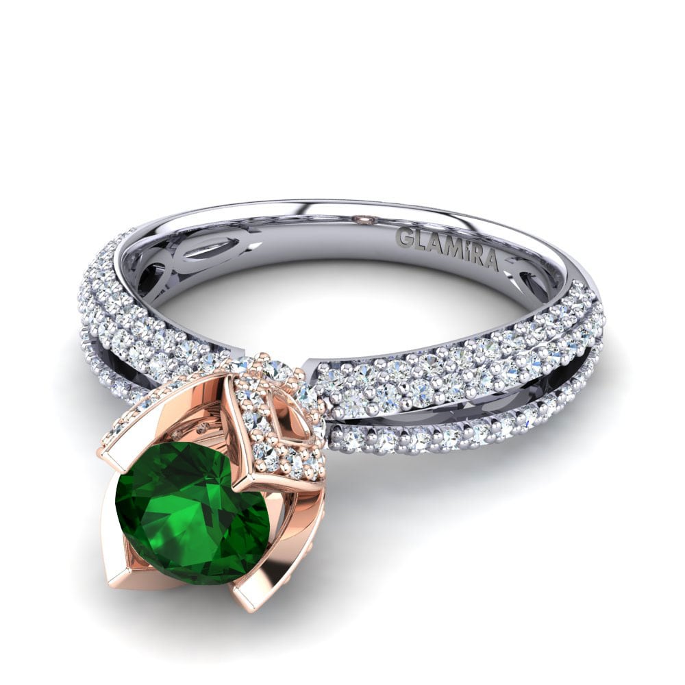 Green Zirconia Engagement Ring Queen
