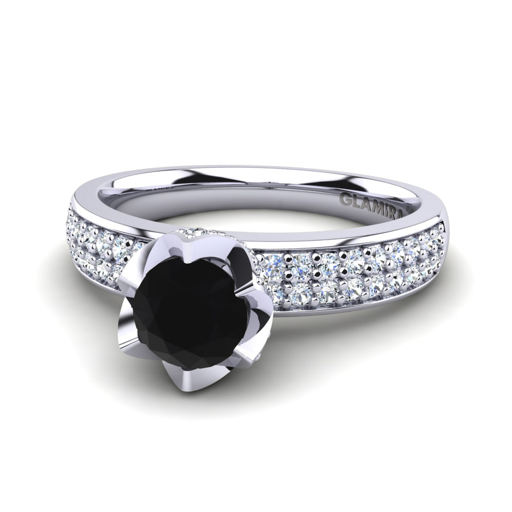18k Oro Blanco Anillo de compromiso Morisa