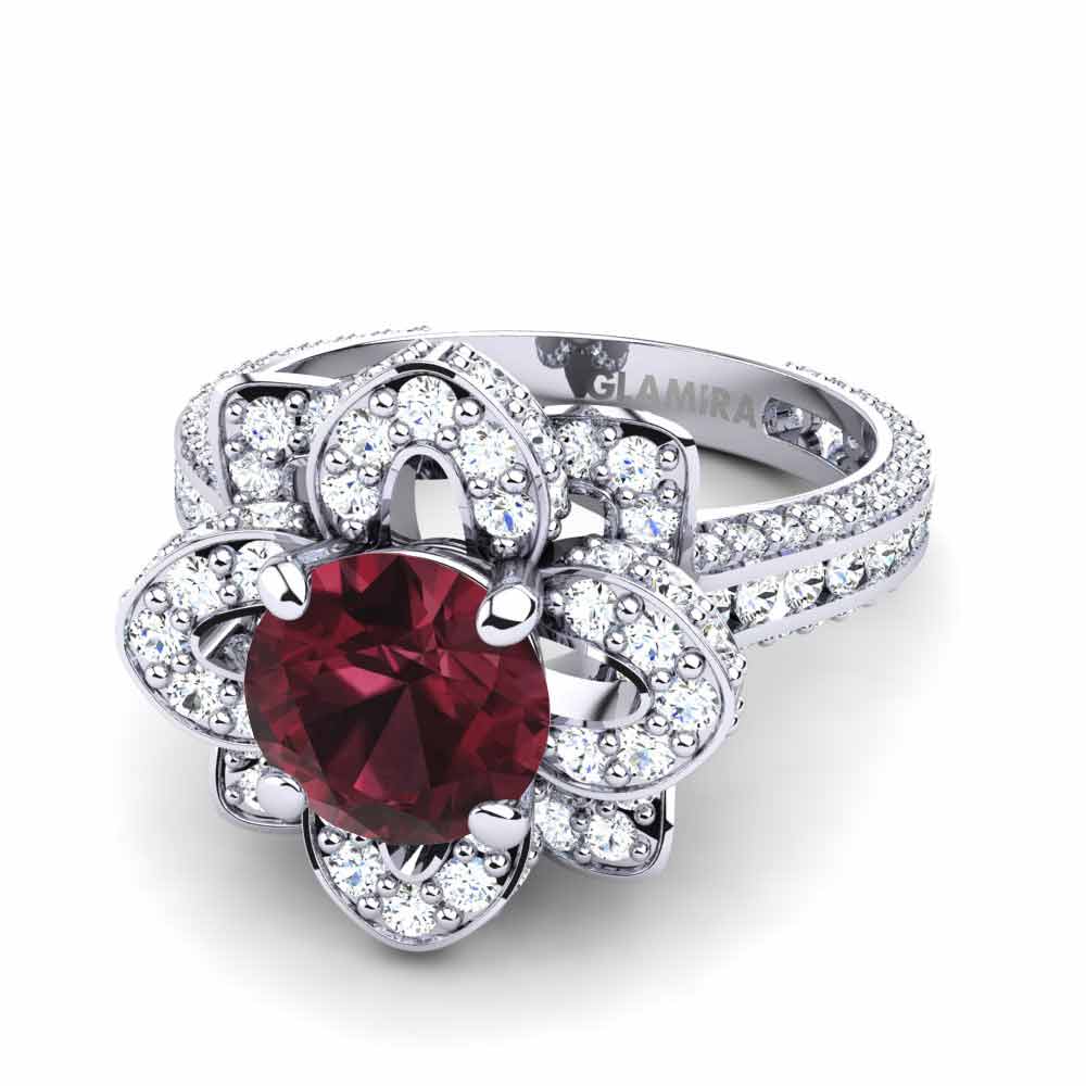 Đá Garnet / Ngọc Hồng Lựu Nhẫn đính hôn Rosanna 1.0 crt