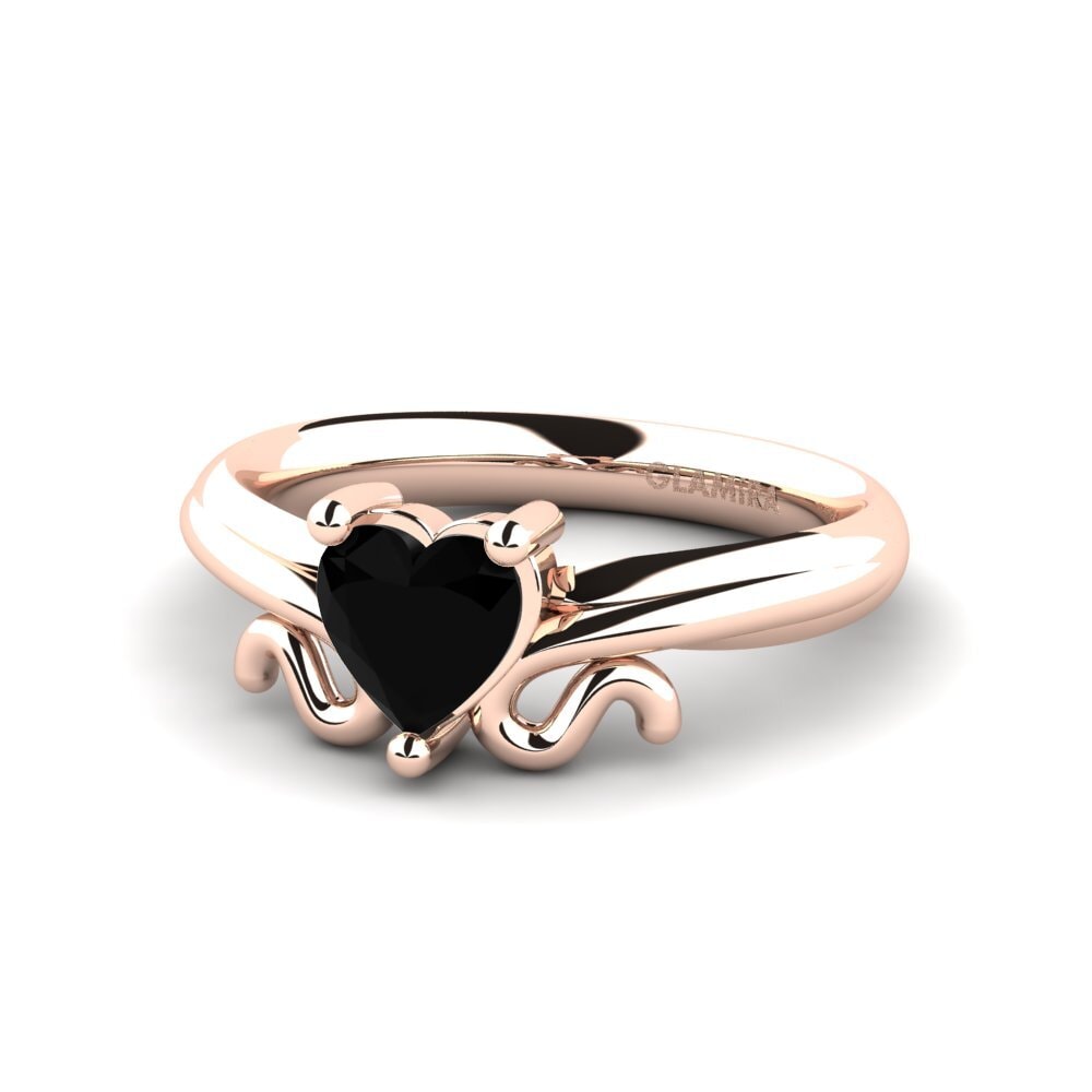 14ct Rose Gold Black Onyx Women's Ring Modesta