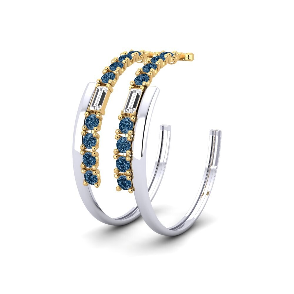 14k Yellow & White Gold Blue Diamond SYLVIE Earring Moly