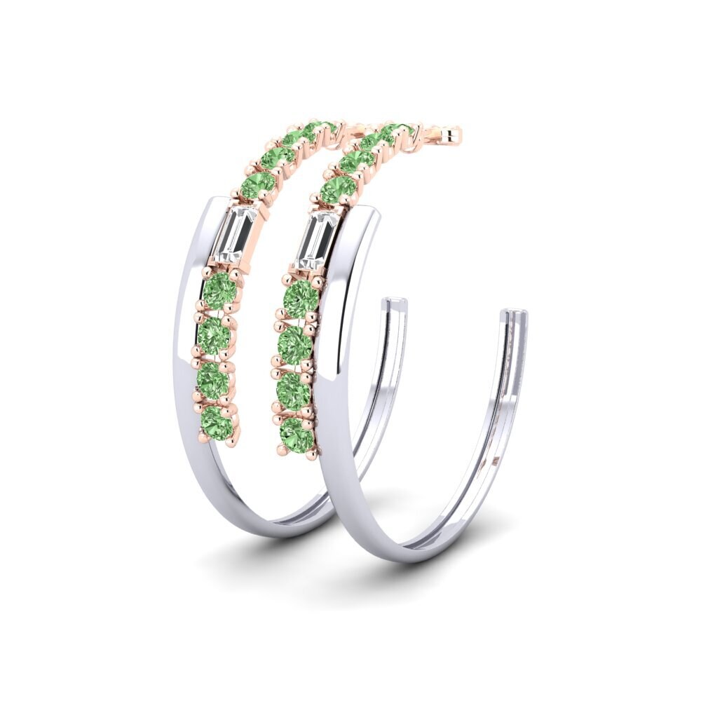 14k Rose & White Gold Green Diamond SYLVIE Earring Moly