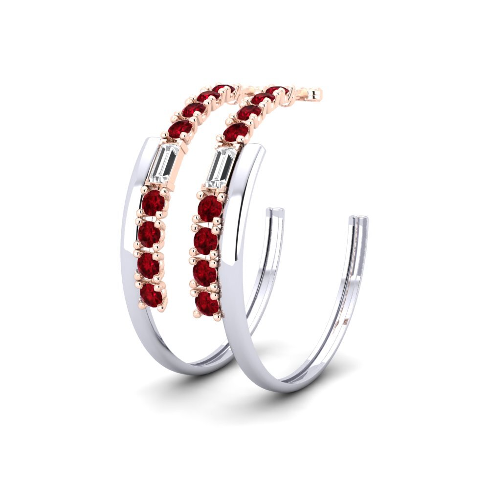14K Rose & White Gold Ruby SYLVIE Earring Moly