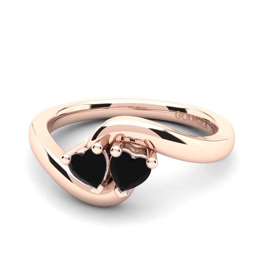 14ct Rose Gold Black Onyx Engagement Ring Monalisa