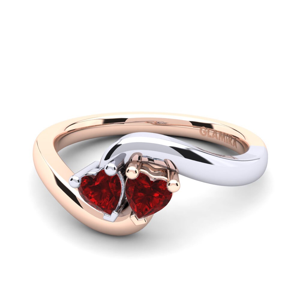 9ct Rose & White Gold Red Zirconia Engagement Ring Monalisa