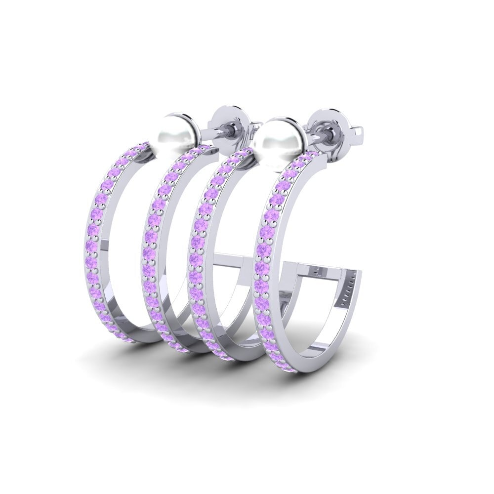Weißgold 750 Amethyst Damen ohrring Monate