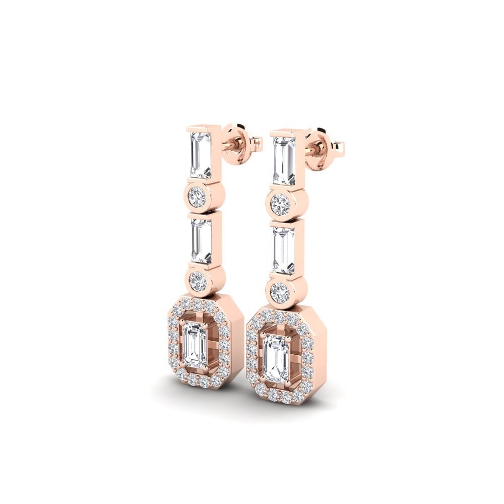 14k Oro Rosa Esmeralda Pendiente de mujer Modelar
