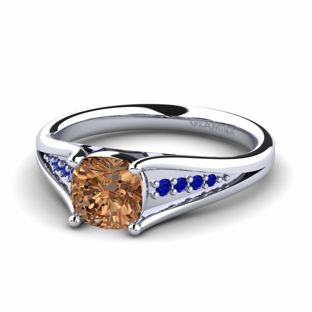 Diamante café Anillo de compromiso Monekia