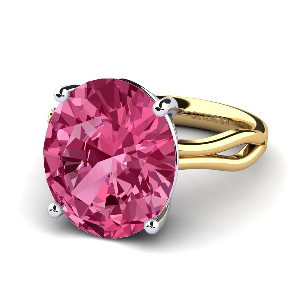14ct Yellow / White Gold Pink Tourmaline Ring Moneta
