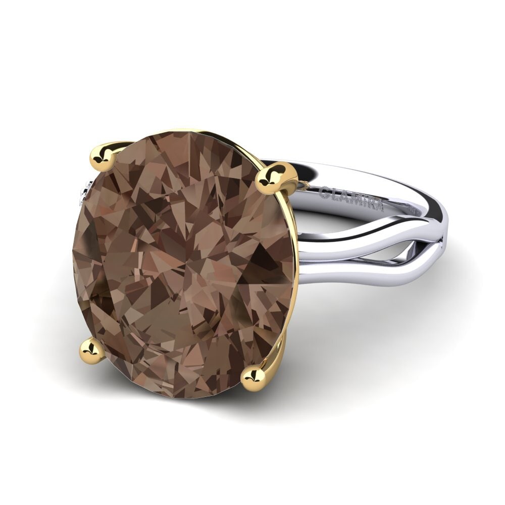 14k Oro Blanco / Amarillo Anillo Moneta