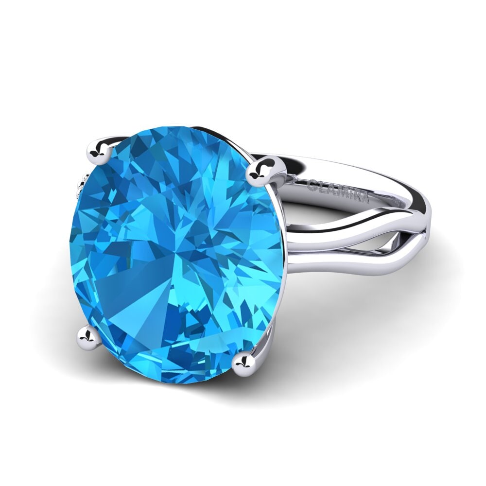 Ovalado Topacio azul Anillo Moneta