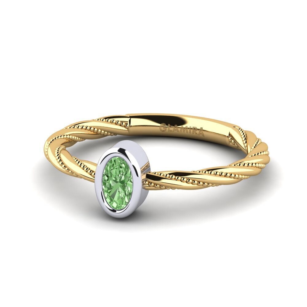 18ct Yellow & White Gold Green Diamond Women's Ring Mongold