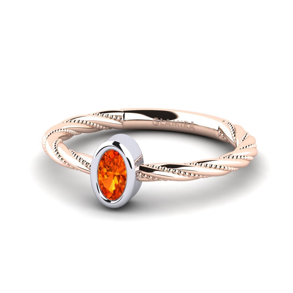 18ct Rose & White Gold Orange Sapphire Women's Ring Mongold