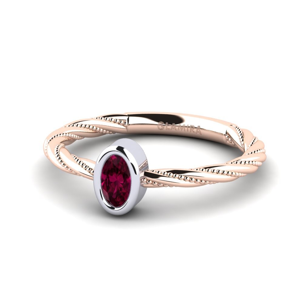 18ct Rose & White Gold Rhodolite Garnet Women's Ring Mongold