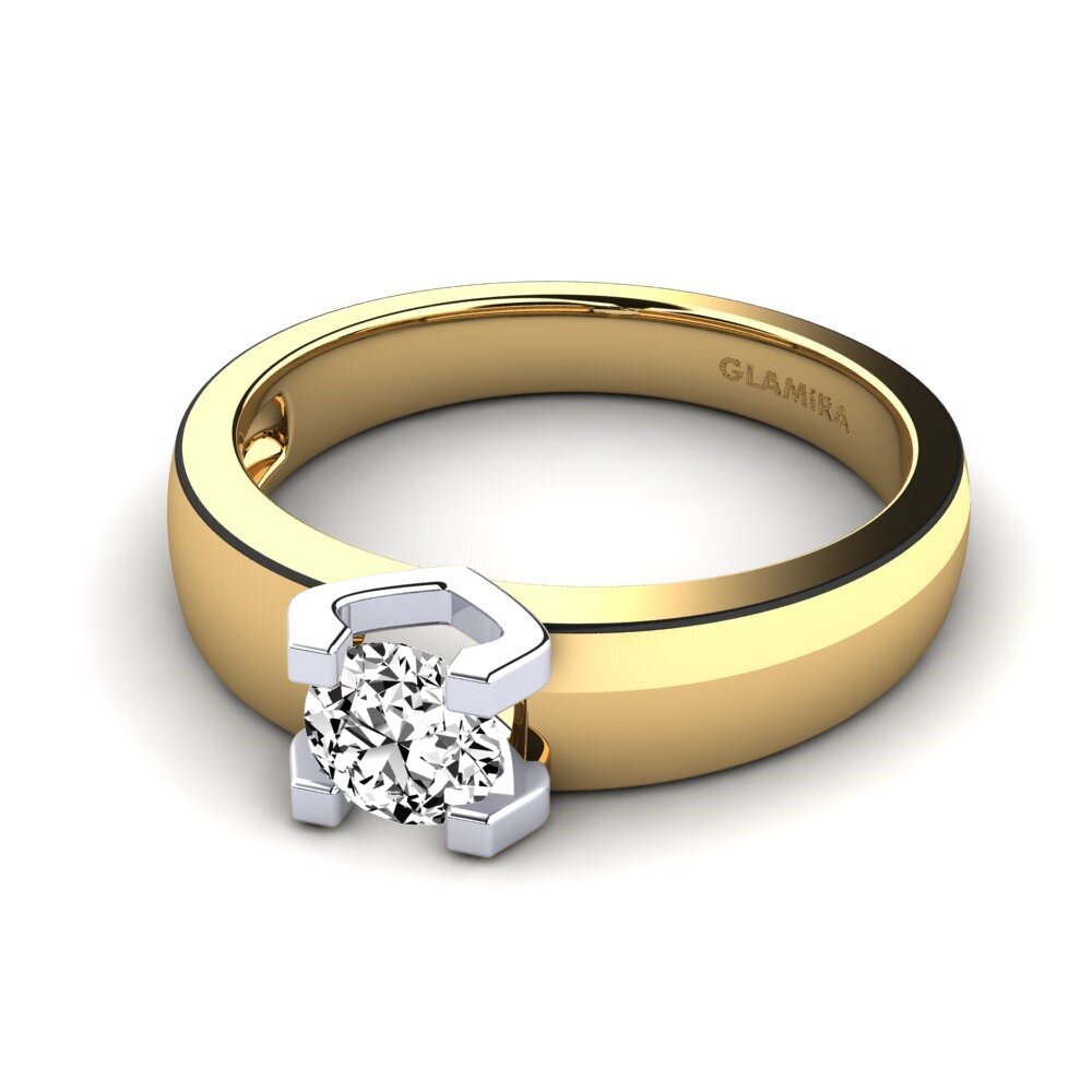 Vàng-Trắng 14K Đá Moissanite Nhẫn đính hôn Monnara