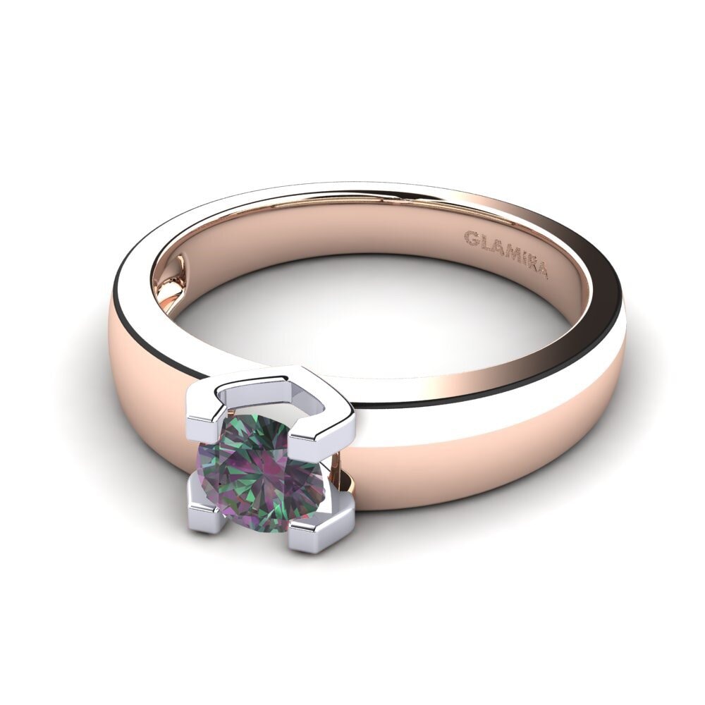 9ct Rose & White Gold Mystic Topaz Engagement Ring Monnara