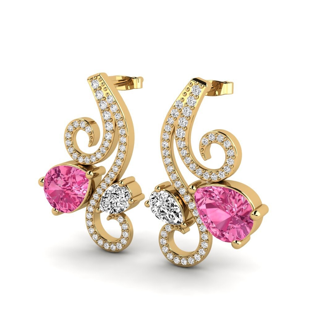 9k Oro Amarillo Turmalina rosa Pendiente de mujer Monnie
