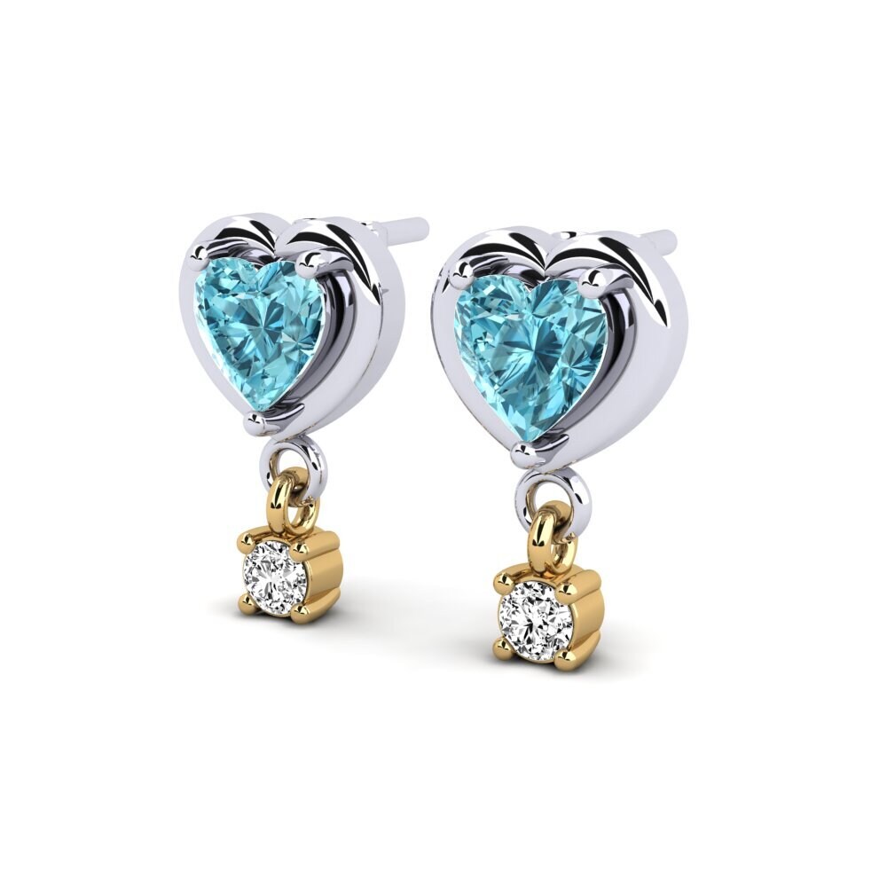 18ct Yellow & White Gold Blue Zircon Women's Earring Monquita