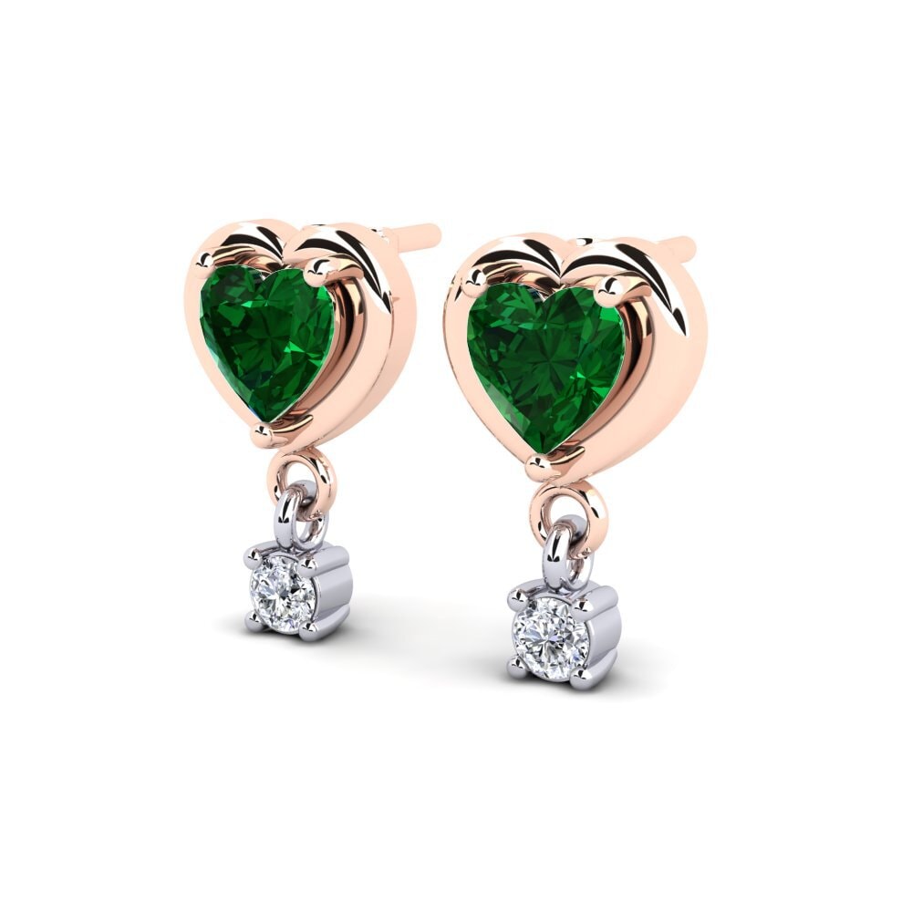 14ct White & Rose Gold Emerald (Lab Created) Women's Earring Monquita