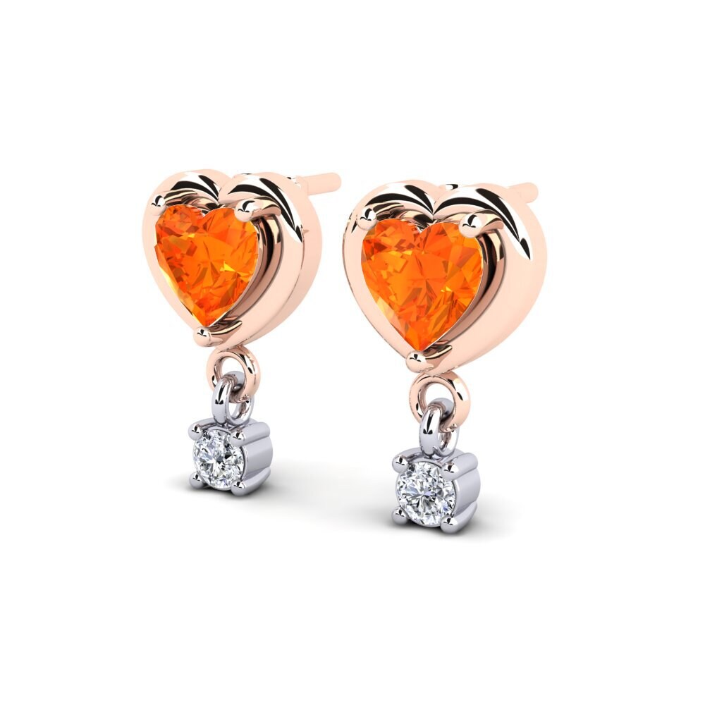 9K White & Rose Gold Orange Sapphire Earring Monquita