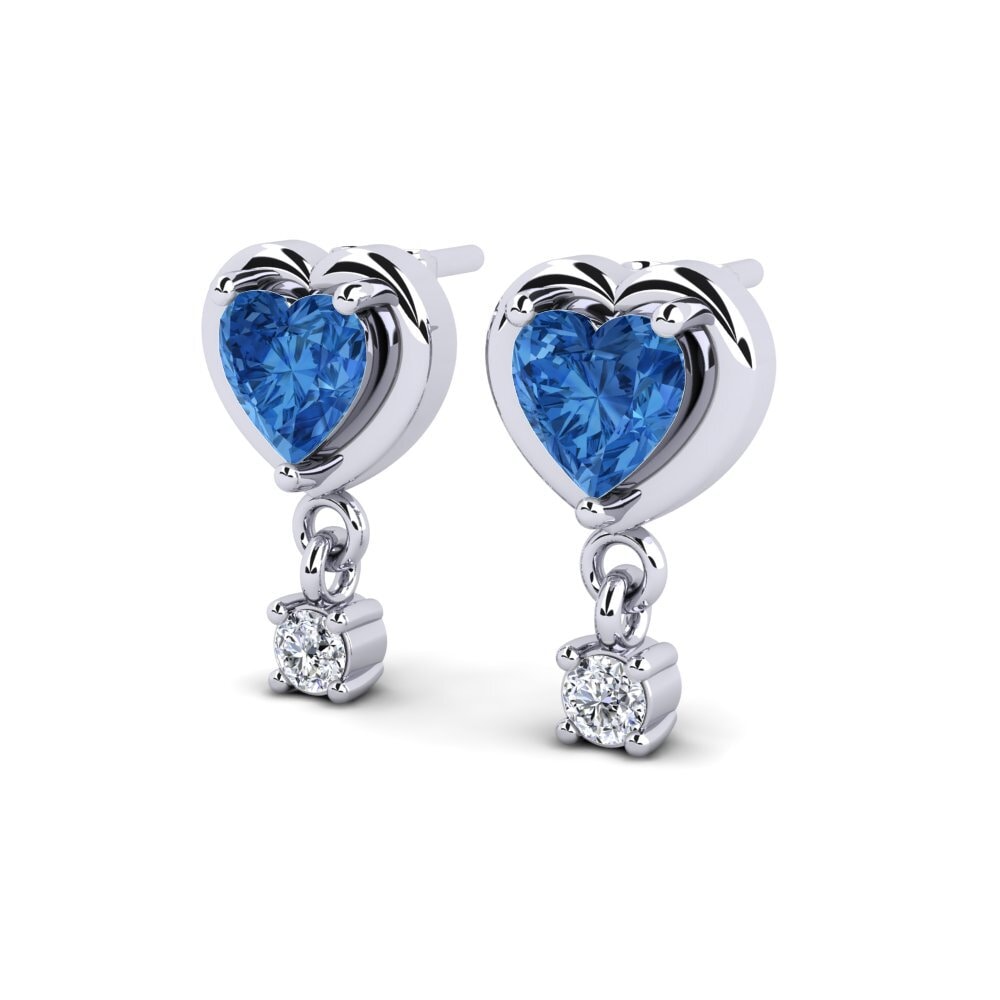Corazón Circonita Azul Oscuro Pendiente de mujer Monquita