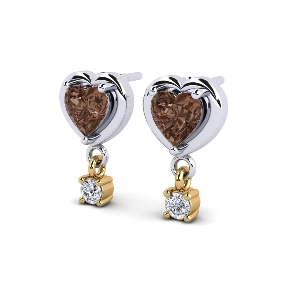 14ct Yellow & White Gold Smoky Quartz Women's Earring Monquita