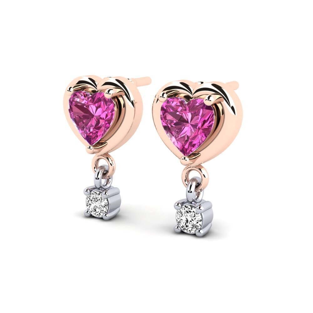 14k Oro Blanco & Rosa Topacio Rosa Pendiente de mujer Monquita
