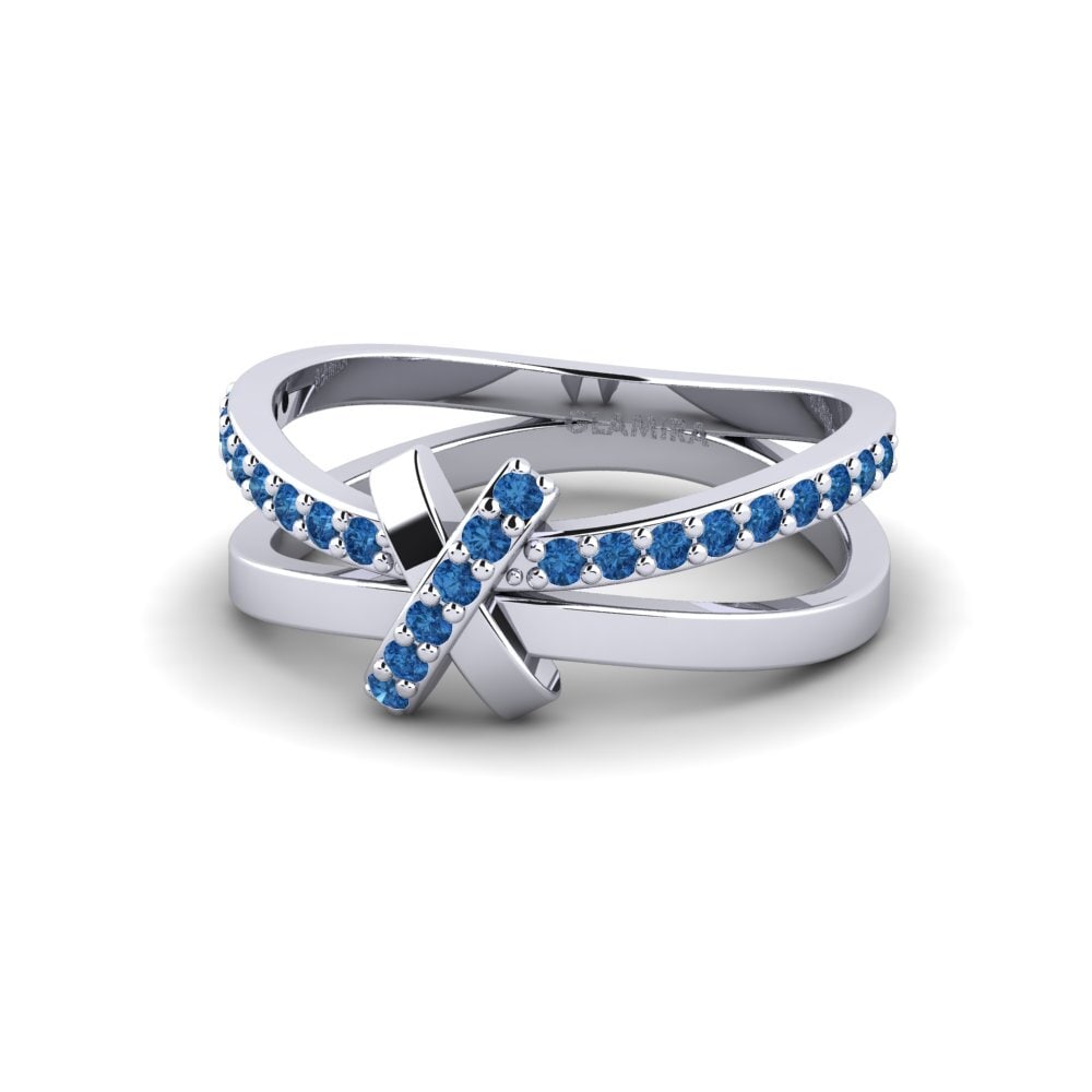 Zircônia azul escuro Anel Montelimar