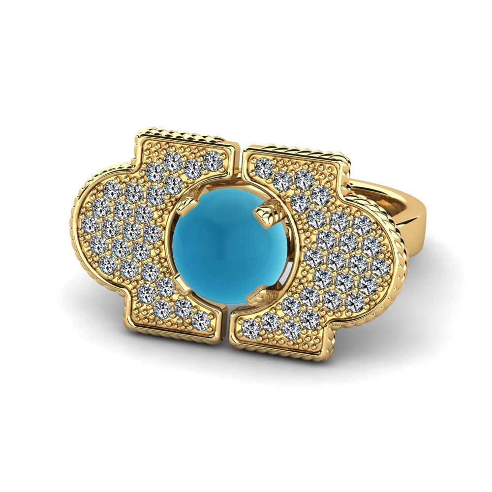 Topacio Azul Cabujón Anillo Moony