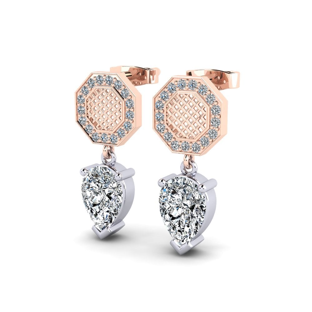 9k Oro Rosa & Blanco Pendiente de mujer Morana