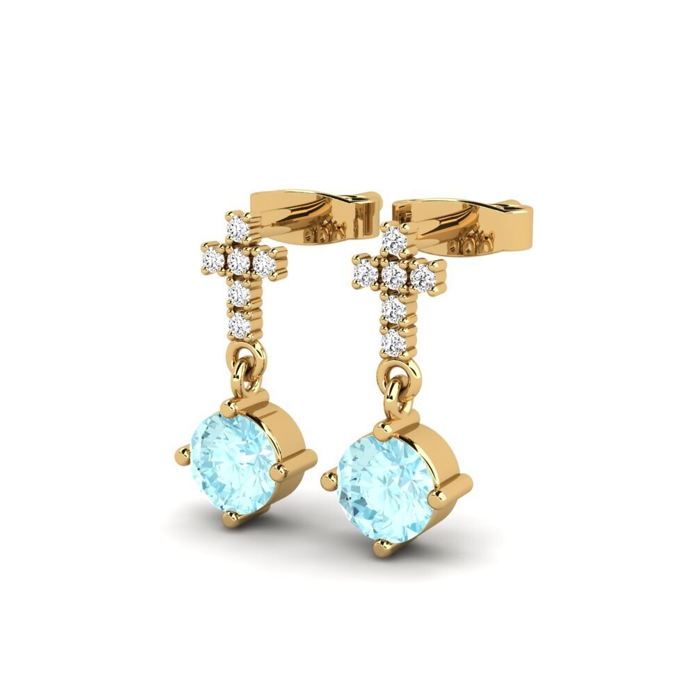 14ct Yellow Gold Aquamarine Women's Earring Morih