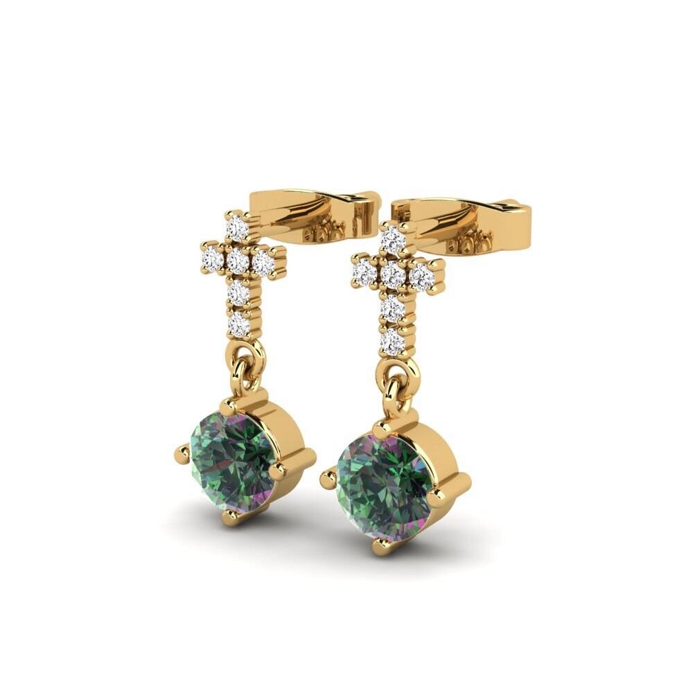 14ct Yellow Gold Mystic Topaz Women's Earring Morih