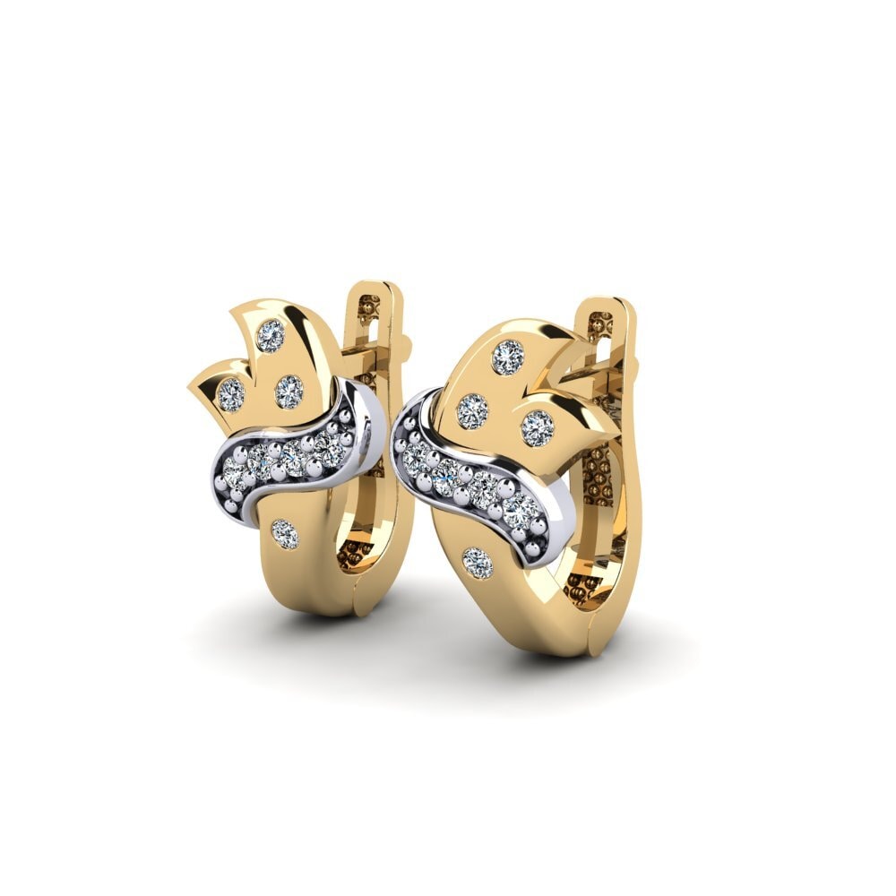 14k Oro Blanco / Amarillo Pendiente de mujer Morpeko