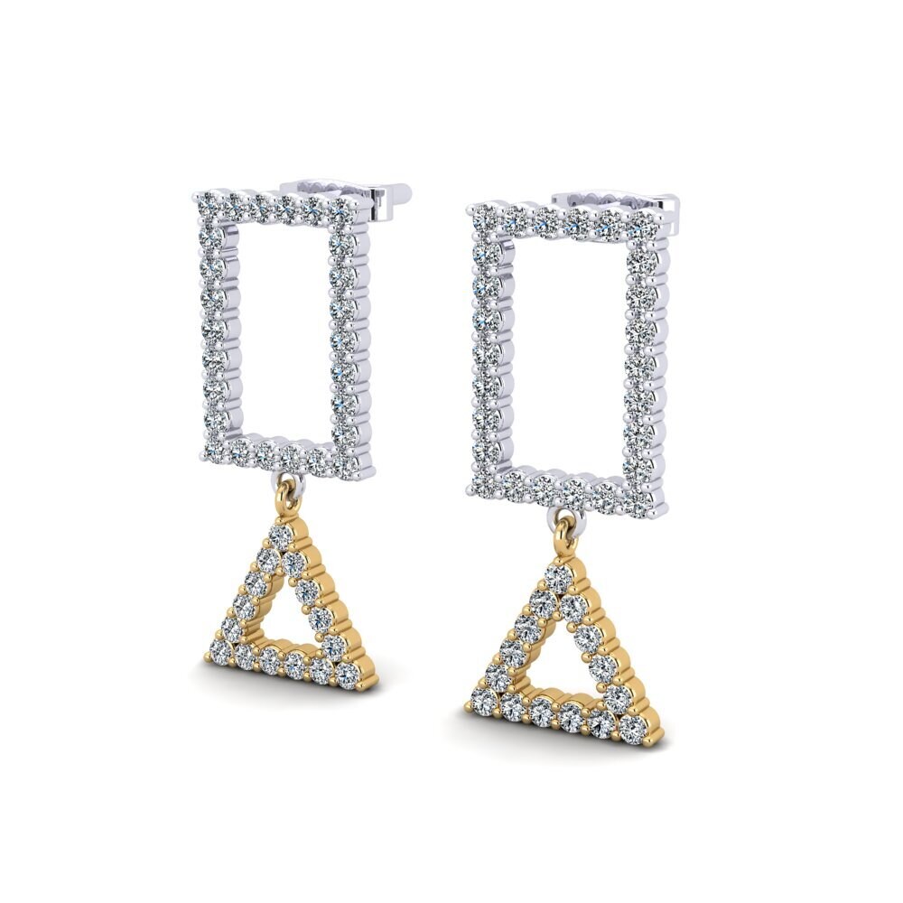 9k Oro Blanco & Amarillo Pendiente de mujer Morton