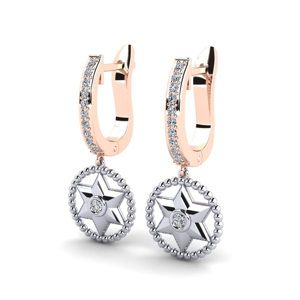 14ct Rose / White Gold Women's Earring Mothman