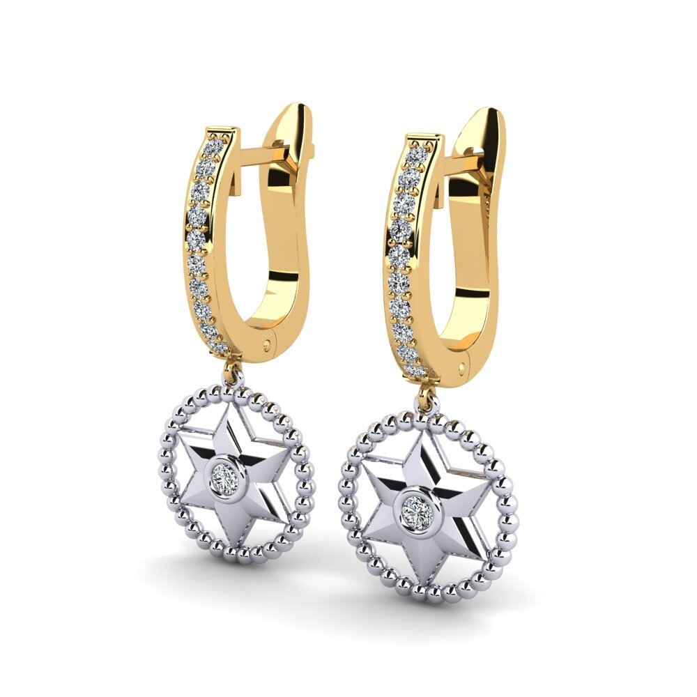 14k Oro Amarillo/Blanco Pendiente de mujer Mothman