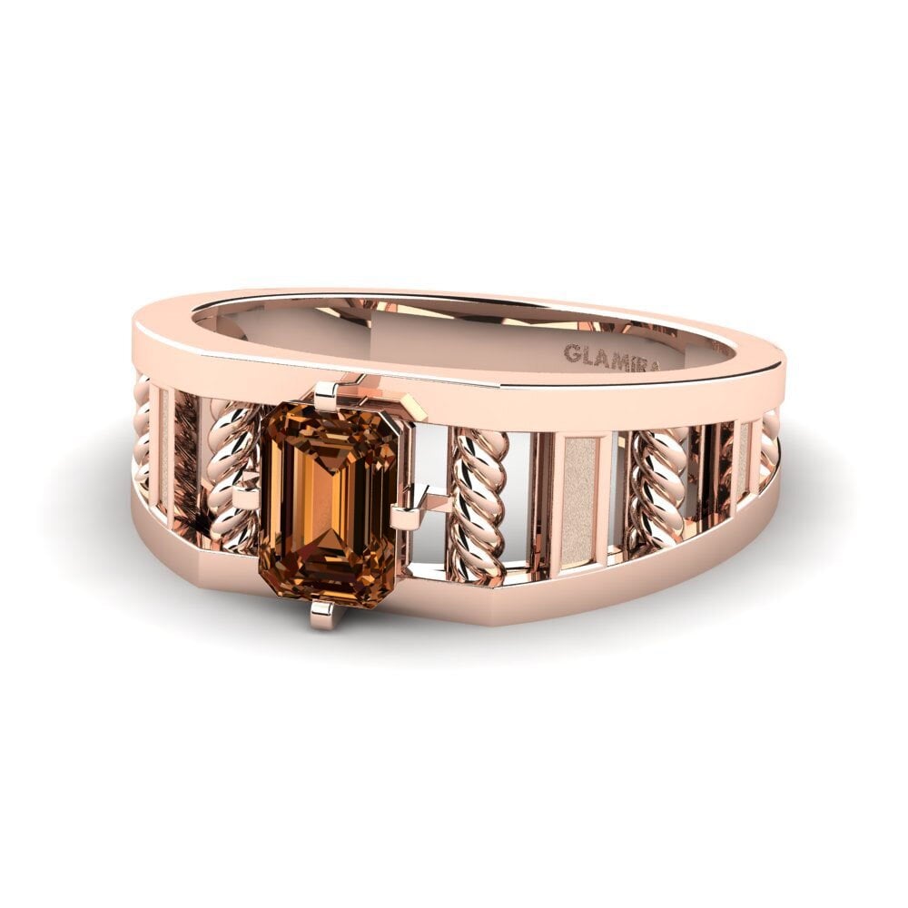 14ct Rose Gold Brown Diamond Men's Ring Motivo