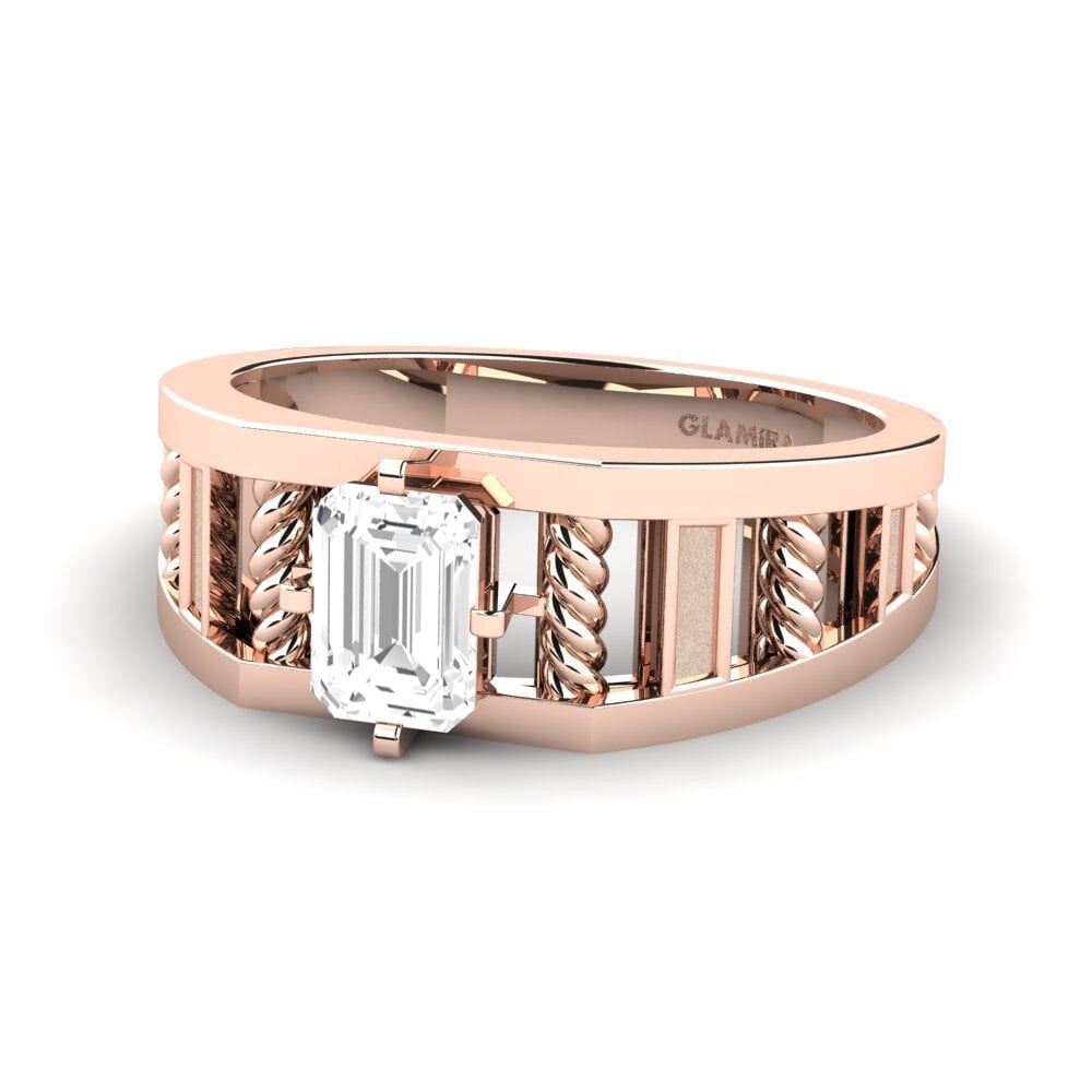 14ct Rose Gold White sapphire Men's Ring Motivo