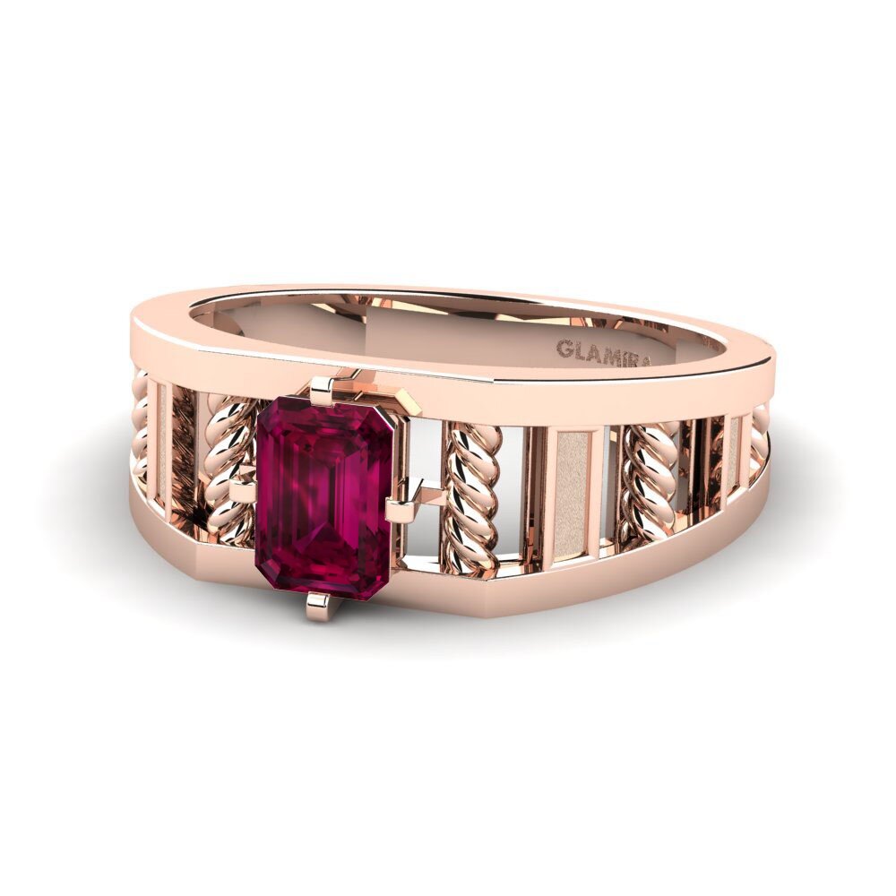 Oro Rosso 375 Granato Rodolite Anello da uomo Motivo