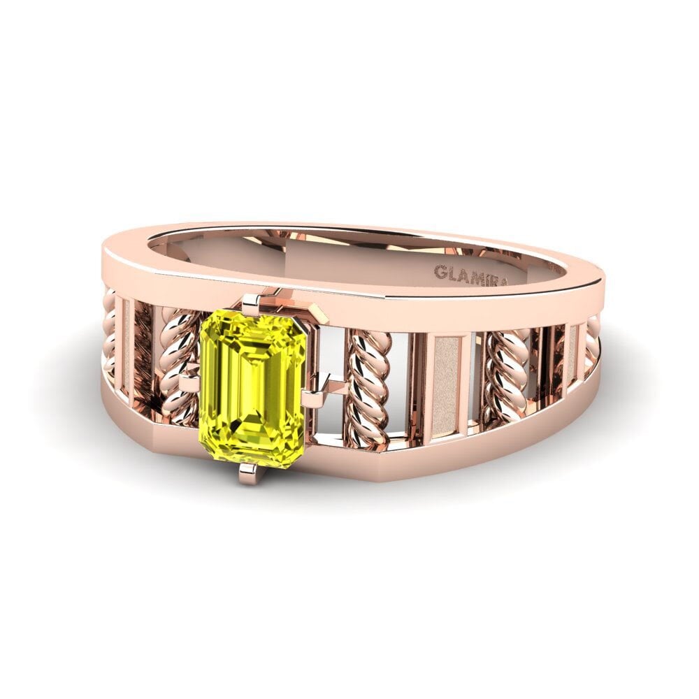Oro Rosso 750 Diamante Giallo Anello da uomo Motivo