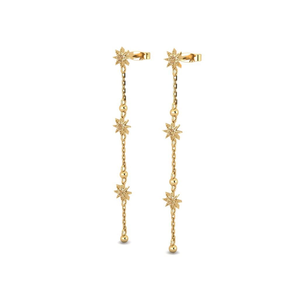 14K Yellow Gold Brown Diamond Earring Movimento