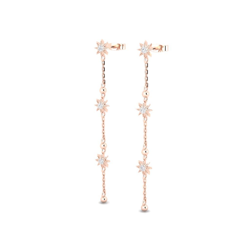 Oro Rosso 750 Zaffiro Bianco Orecchino da donna Movimento