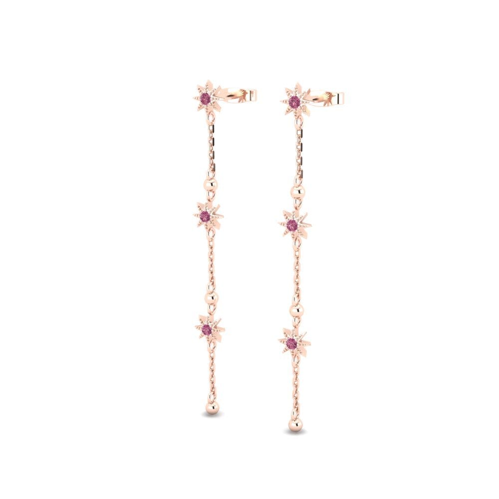9ct Rose Gold Rhodolite Garnet Women's Earring Movimento