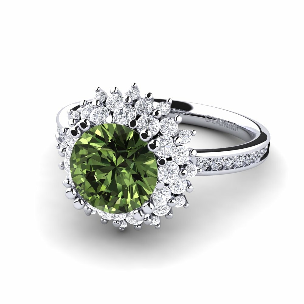 Flower Green Sapphire Engagement Rings