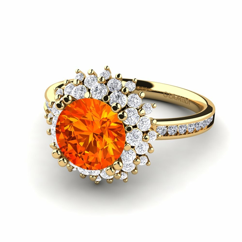 Bagues Or Jaune 18k Saphir orange Floral