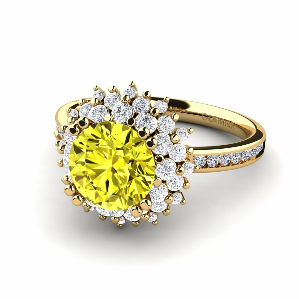 Bagues Or Jaune 18k Diamant Jaune Floral